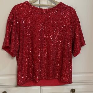 SAYLOR Red Sequin Blouse